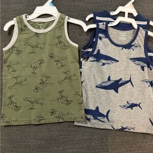 Carter's Kids Tank Tops - Green Dinosaur & Gray Shark